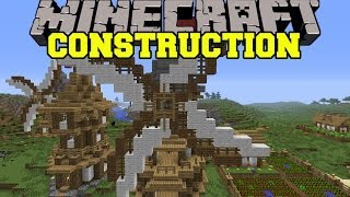 Minecraft: CONSTRUCTION MOD (BUILD MASSIVE STRUCTURES AUTOMATICALLY!) Mod Showcase
