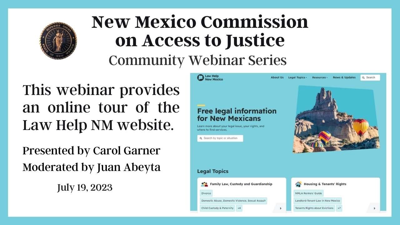 Help Nm NM Commission on Access to Justice Community Webinar Series Virtual ...