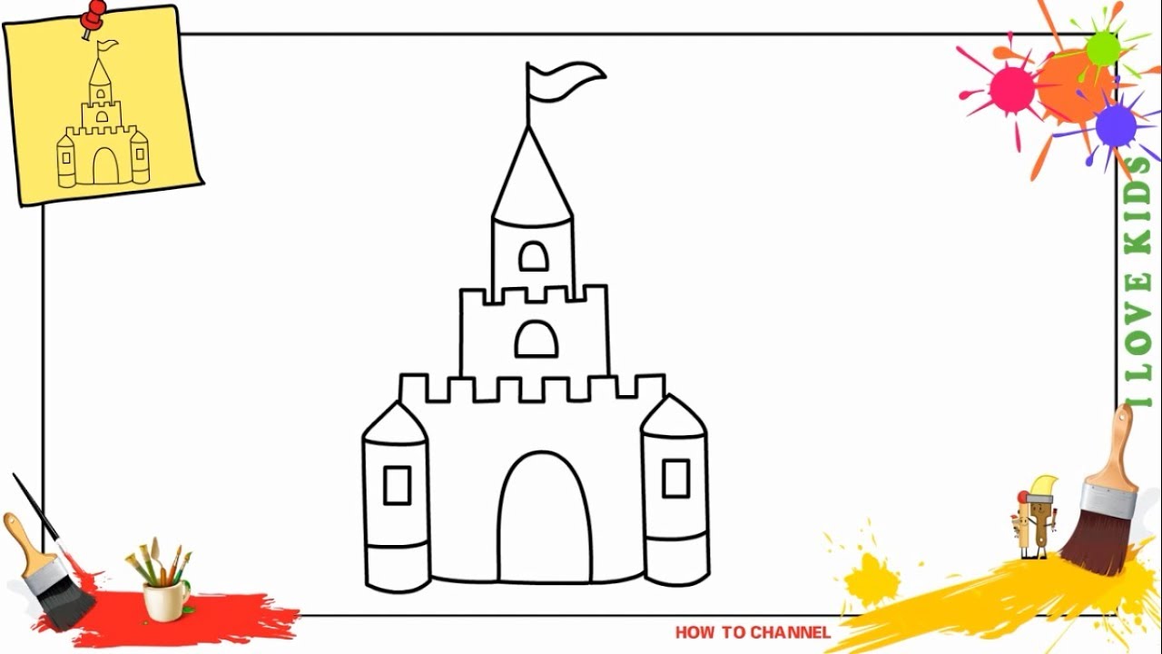 How To Draw A Castle Easy Slowly Step By Step For Kids 32 Easy