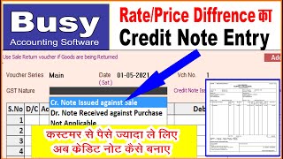 Credit Note Issued Against Sale Entry In Busy Software | Rate Credit Note Entry In Busy Software screenshot 5