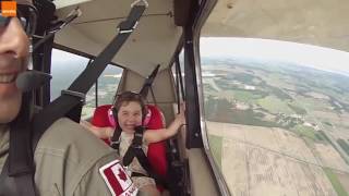 This little girl gets such an adrenaline rush when she is flying on her fathers plane!