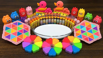 RAINBOW DUCK !!! Mixing random into GLOSSY slime!!!Satisfying Video #192