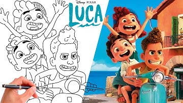How To Draw LUCA, ALBERTO AND GIULIA FROM LUCA (NEW Disney Movie 2021)