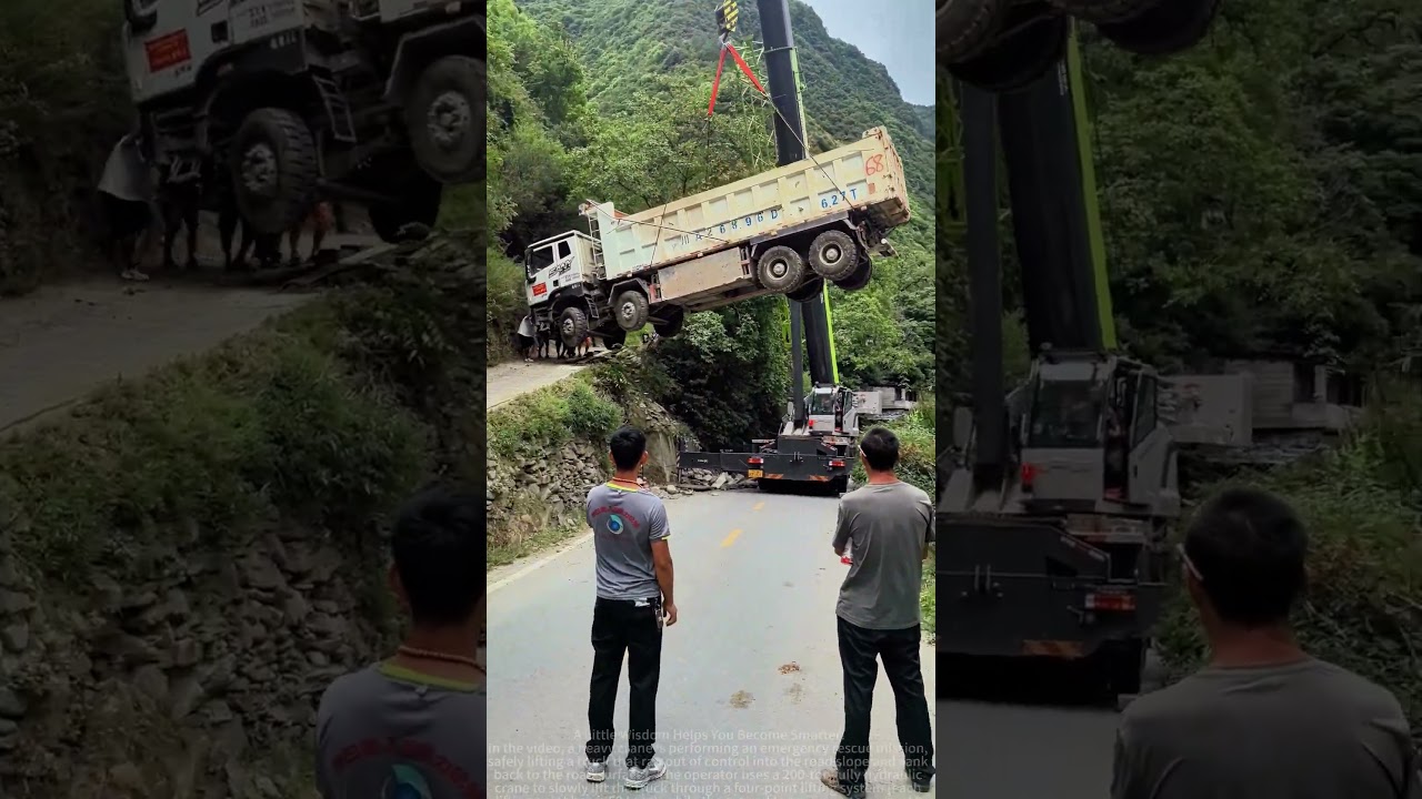 Crane rescue truck accident operation sharing