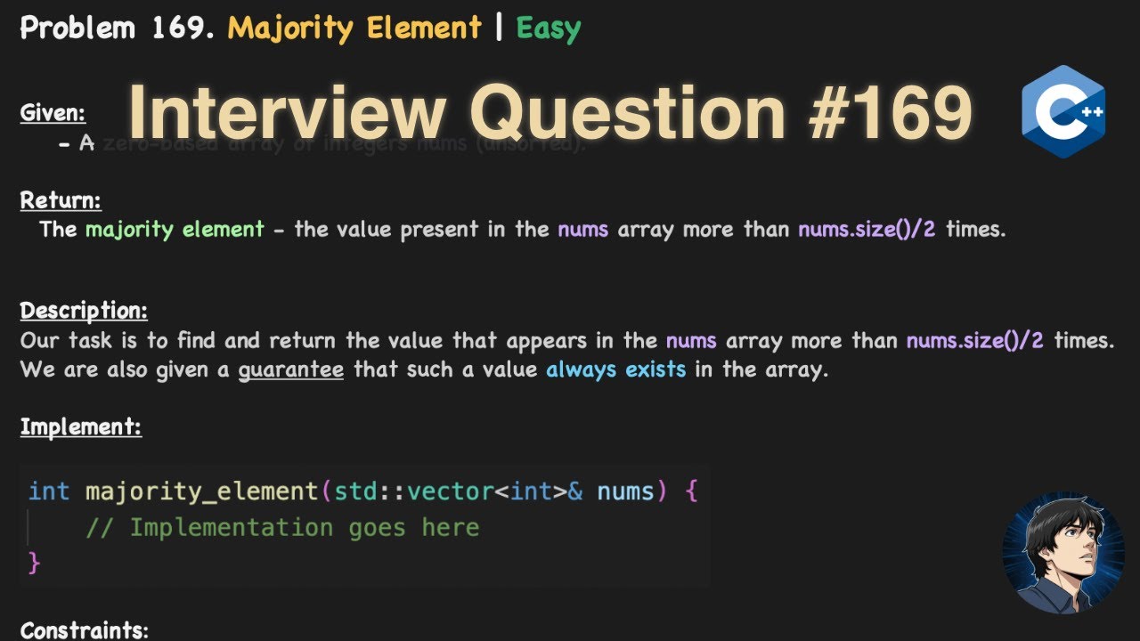 LeetCode #169 Majority Element — Step-by-Step C++ Solution - YouTube