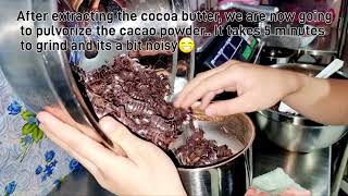 EXTRACTING THE CACAO BUTTER FROM THE CACAO BEANS|CACAO POWDER MAKING|CHOCOLATE MAKING PROCESS