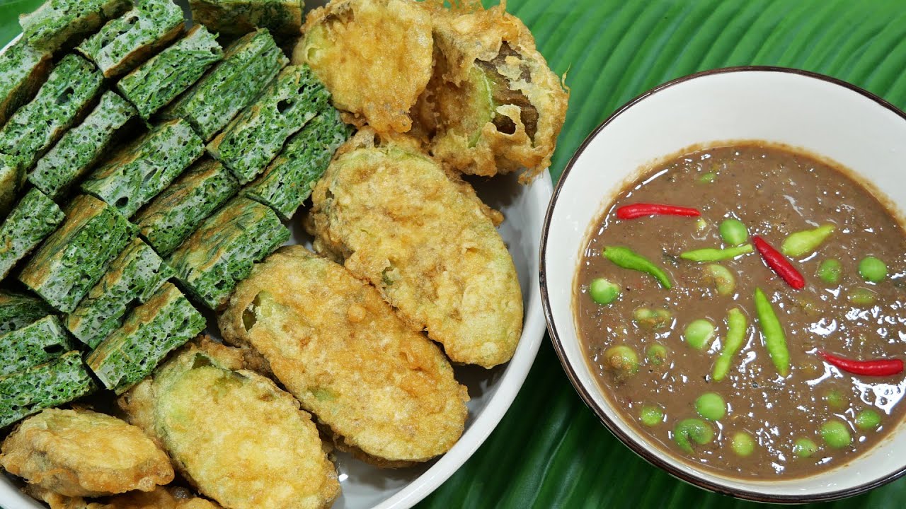 นํ้าพริกกะปิ สูตรอร่อย วิธีทอดไข่ชะอมให้สวย และ สูตรทอดมะเขือยาวชุบไข่