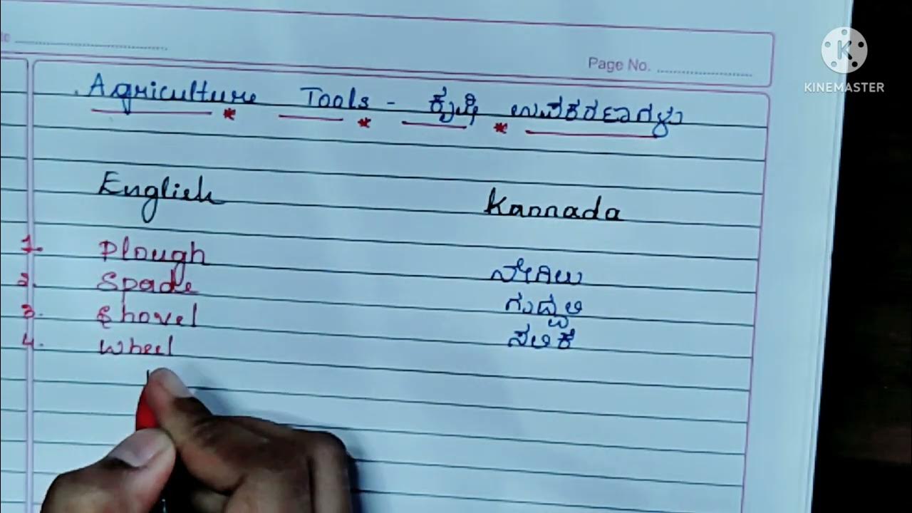 Agriculture tools ಕೃಷಿ ಉಪಕರಣಗಳುEnglishKannadaLearning