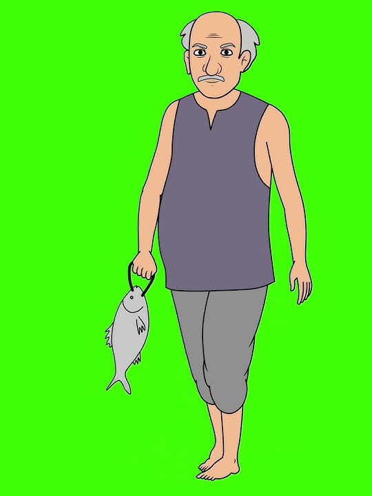 Viral Grandpa Walking with Fish 🐟 | Free to Use | No Copyright । Green Screen | Green Toonix