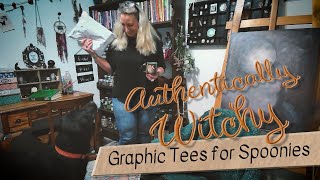 Opening Witchy Autumn Halloween Graphic Tees from Spoonie Sister Shop on Etsy