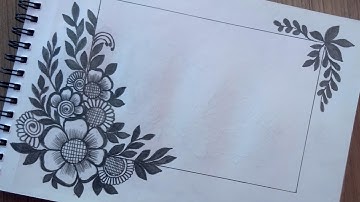 Easy and Simple Border Design for Project | Easy corner Flower Drawing Tutorial For Beginners Simple