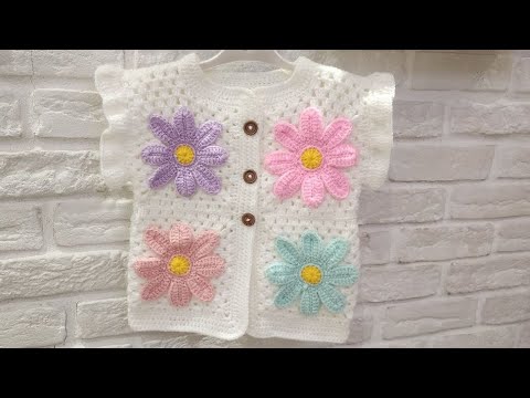 🌸PAPATYALI YELEK HER YAŞA UYGUN YAPABİLİRSİNİZ.VERY EASY knitVEST