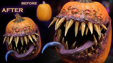How to Carve a Foam Pumpkin Tutorial DnD Mimic - Craft Foam Pumpkin - EVA Foam Clay Halloween Decor