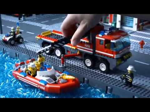 LEGO City 7213 Off-Road Fire Truck &amp; Fireboat - YouTube