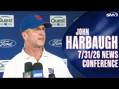 Giants coach John Harbaugh updates status of Malik Nabers & Odell Beckham Jr, talks team development