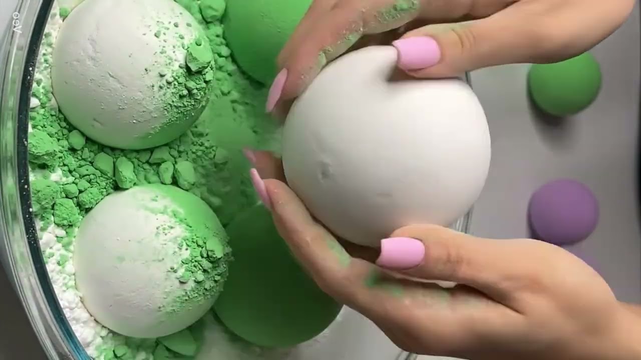 So satisfying ASMR of Chalk Balls💚🌱🤍