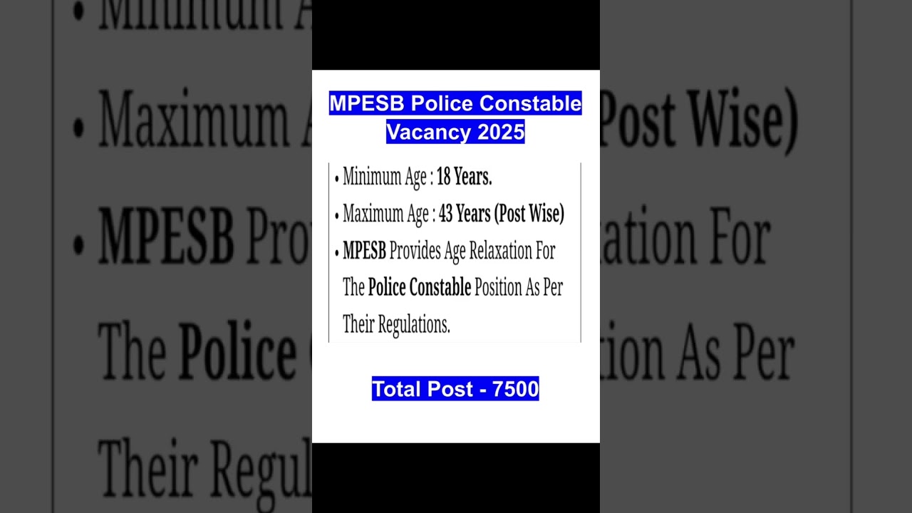 MPESB Police Constable Vacancy 2025
