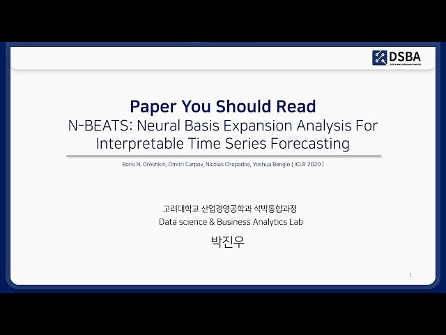 [Paper Review] N-BEATS: Neural basis expansion analysis for interpretable time series forecasting class=