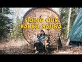 Siding our Barrel Sauna!