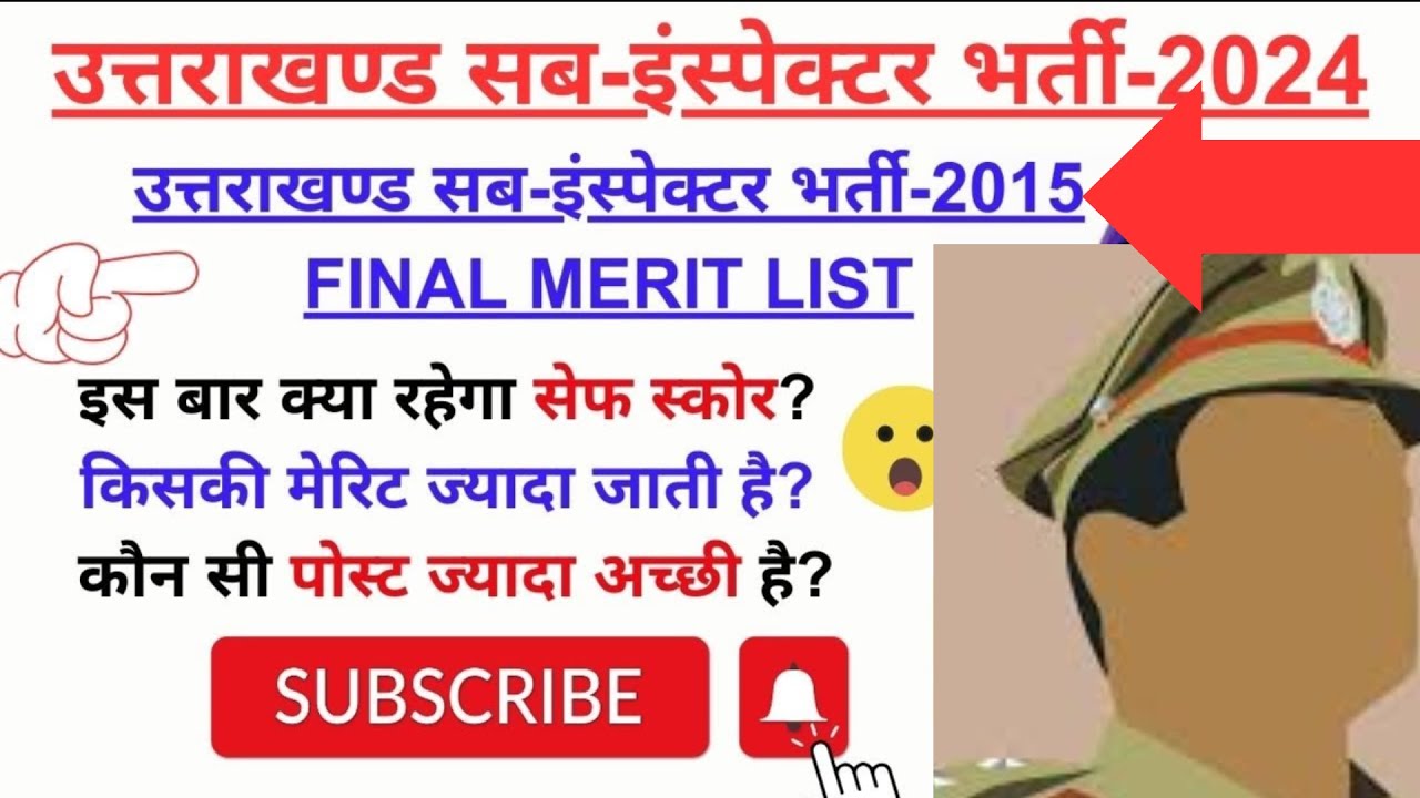 Uttarakhand SI Previous Year Merit List Category Wise-Previous cutoff,Merit list 