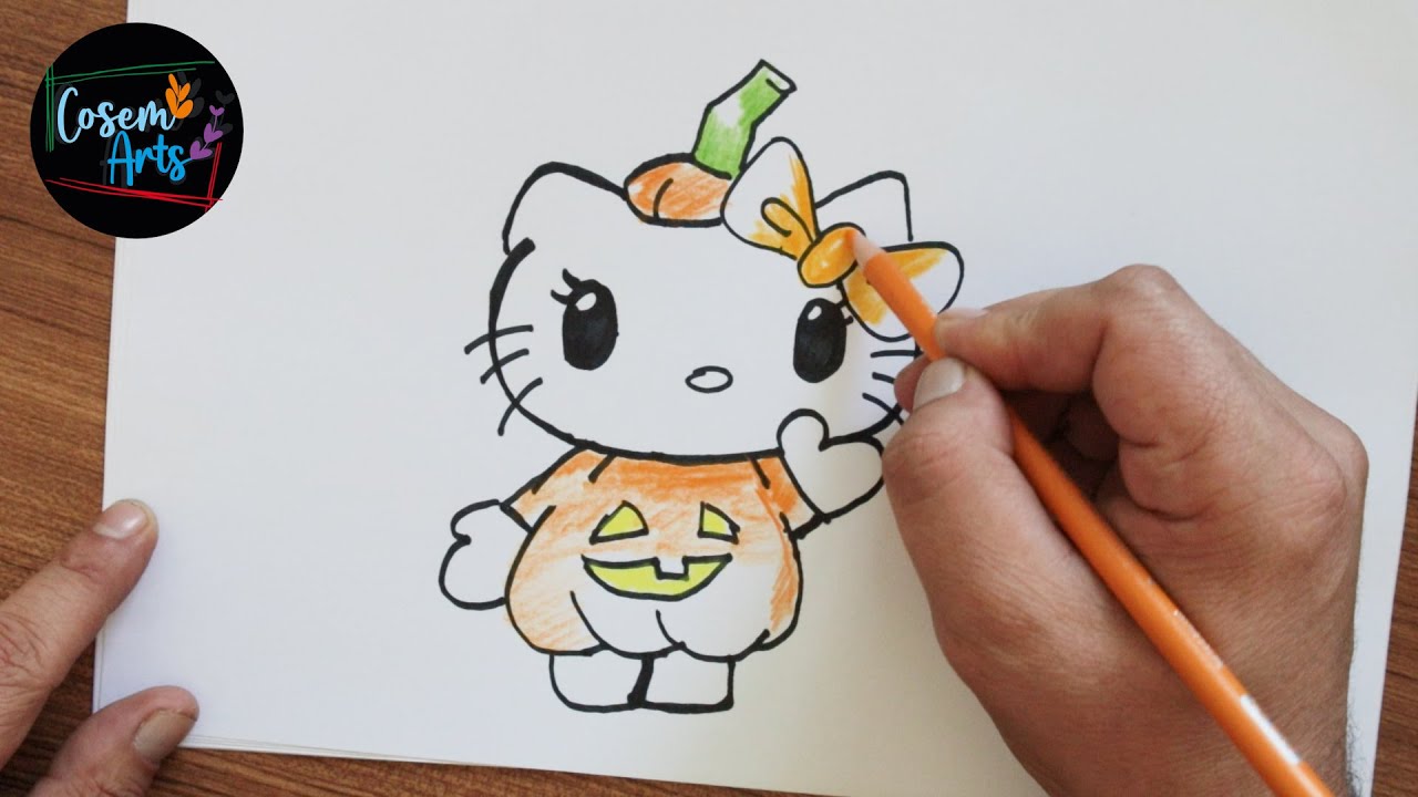 Halloween 🎃 Hello kitty drawing || how to draw pumpkin hello kitty ...