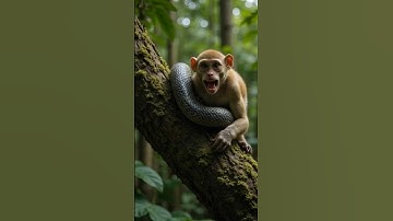 Predator Snake Wraps Around a Monkey in the Forest 4 #snake #monkey #wildanimals #shorts