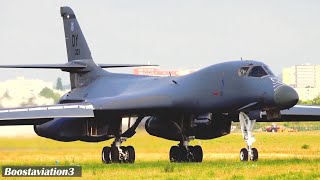 B1 bomber lands and makes an impressive take-off in Paris