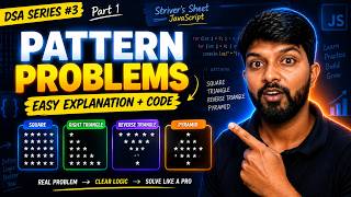 Pattern Problems in JavaScript Part 1 🔥 | Square, Triangle & Pyramid | DSA Telugu