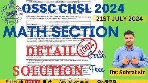 OSSC CHSL 2024 || UNOFFICIAL ANSWER KEY || MATH DETAIL SOLUTION  || ପରୀକ୍ଷାରେ ଆସିଥିବା ପ୍ରଶ୍ନର ଉତ୍ତର।