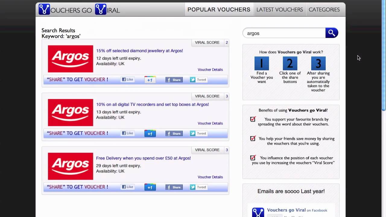 Argos Voucher Codes YouTube