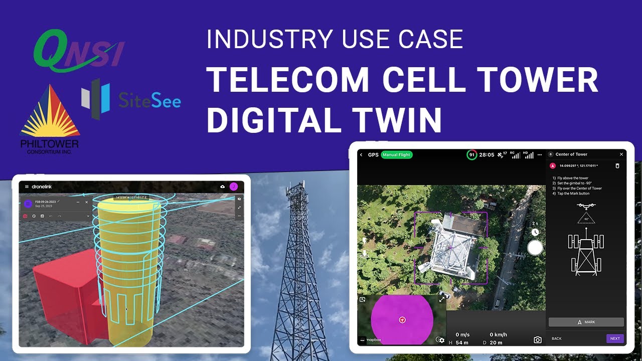 Cell Tower Digital Twinning with Scanlink by Telecom Service Techs at QNSI with SiteSee & PhilTower