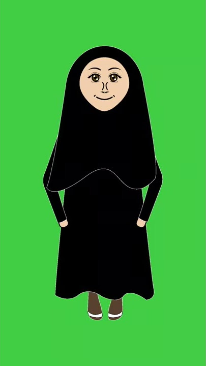 Illustration | Muslim Old Man Women standing | Green Screen | Chroma Key | Adobe Illustrator 2020