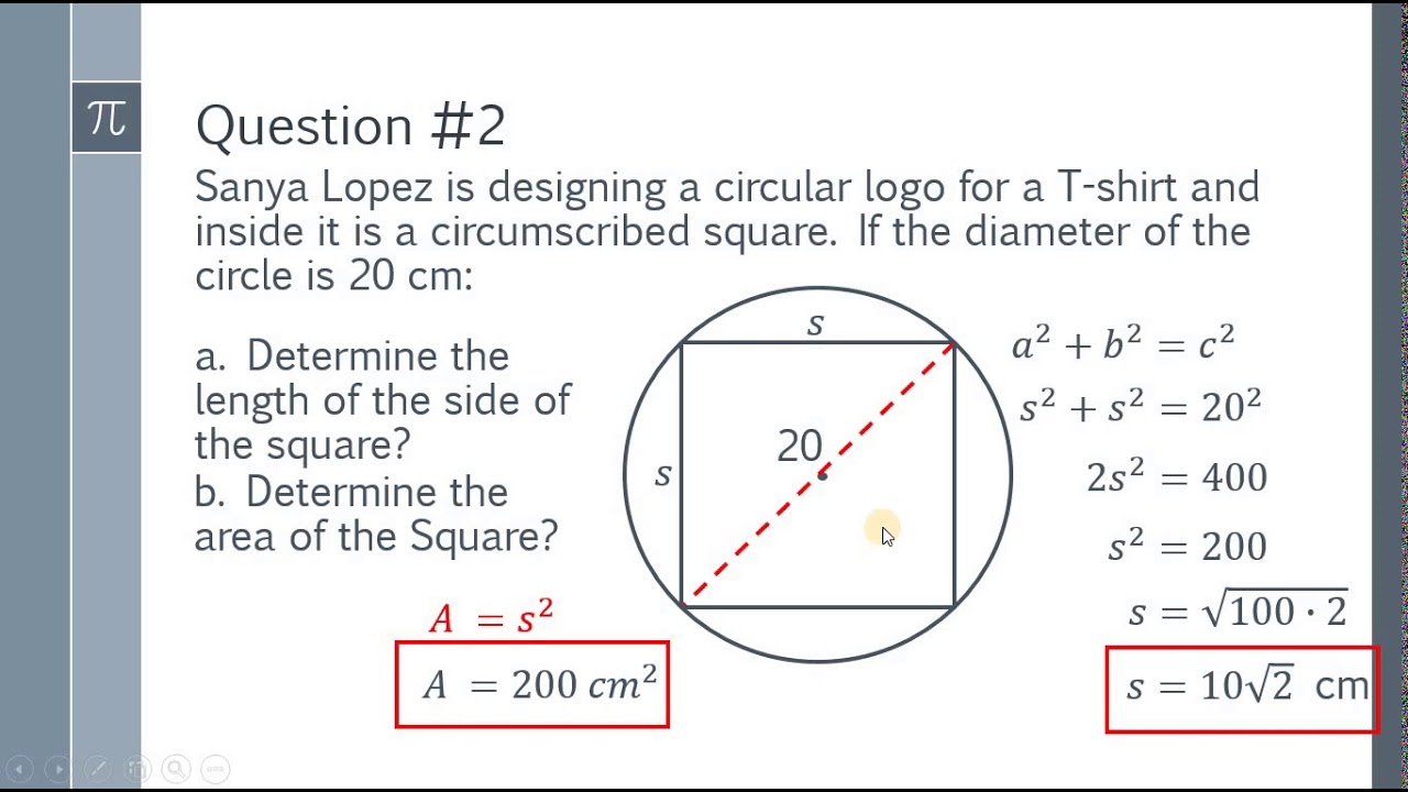 area of circle problem solving questions