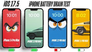 iOS 17.5 iPhone 14 Pro Max vs 13 Pro Max vs 12 Pro Max vs11 Pro Max Battery Drain Test