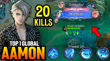 20 KILLS + MANIAC!! GLOBAL AAMON 1 HIT DELETE BUILD 2025 - MLBB.
