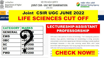 Lectureship CUT OFF marks||CSIR JUNE 2022