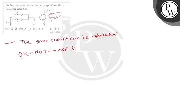 Boolean relation at the output stage- \( Y \) for the following cir...