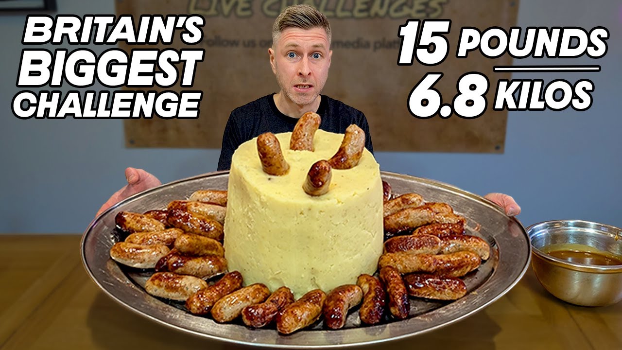 6,8 кг / 15 фунтов - Самое большое соревнование в Великобритании: колбаски и картофельное пюре.