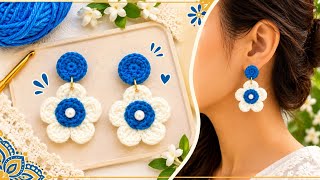 Pinterestly 💫 Flower Crochet Jhumka 💫 Crochet Earring Tutorial for beginners #crochetearrings #viral