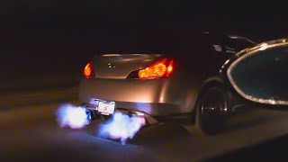 LOUD Infiniti G37 with crazy flames and backfires | Midnight tunnel runs!