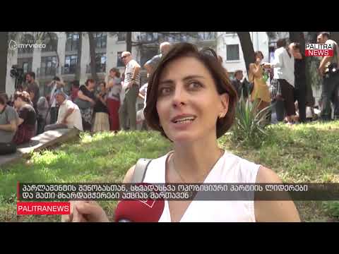 პარლამენტის შენობასთან, სხვადასხვა ოპოზიციური პარტიის ლიდერები და მათი მხარდამჭერები აქციას მართავენ