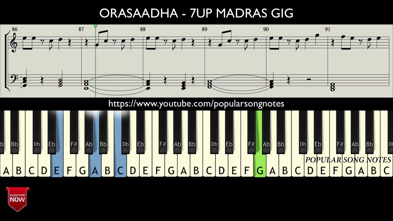ORASAADHA    7UP MADRAS GIG  HOW TO PLAY  MUSIC NOTES
