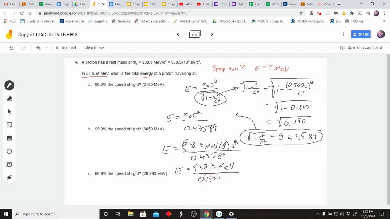 Physics II: Chapters 15-16 (Relativity) HW 3 Problems 4a and 5a - YouTube