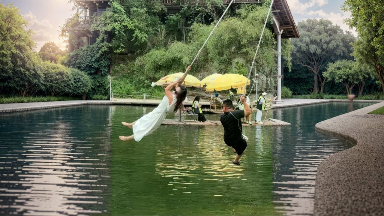 Beautiful woman is having a great time 