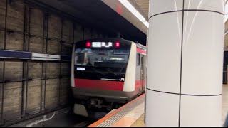 【通過シーン】E233系5000番台快速列車越中島駅通過シーン