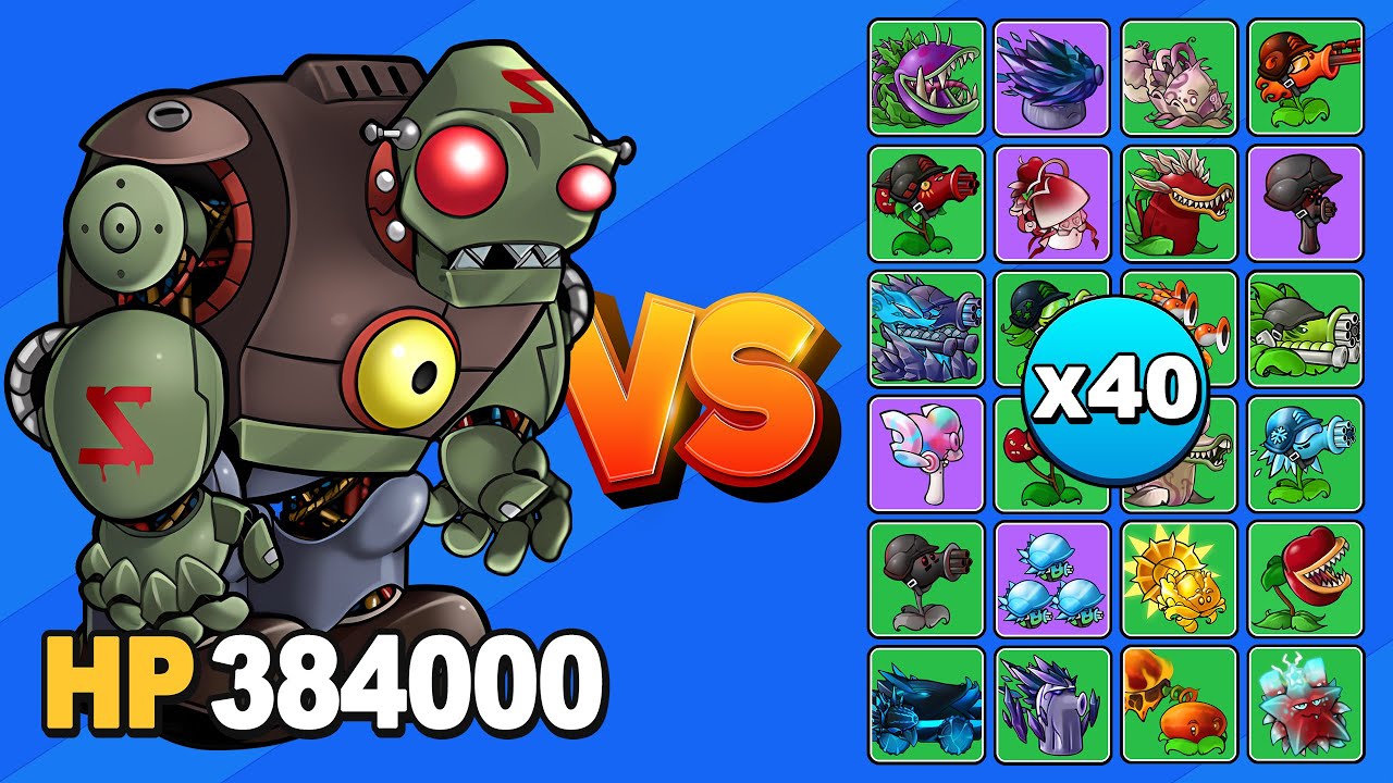 MEGA-ZOMBINEITOR (384000 HP) VS TODAS LAS PLANTAS X40 | PvZ Fusion