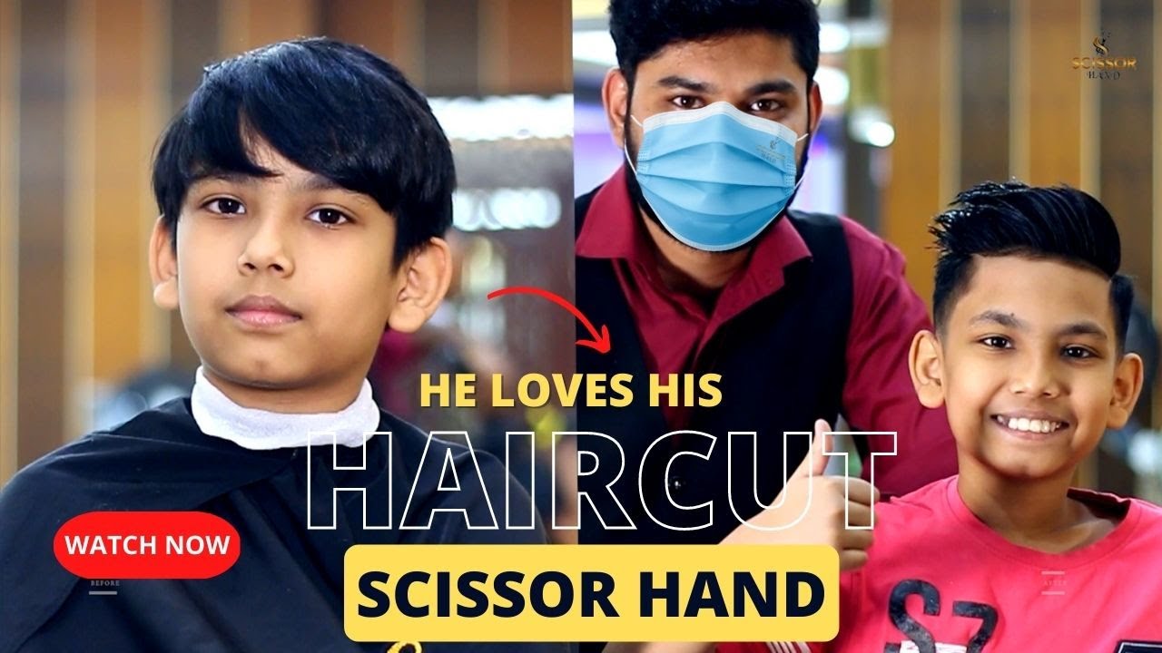 Young Boys Haircut SCISSOR HAND Premium Salon Kids Hair Style With