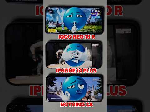 Gaming Performance: iQOO Neo 10R vs iPhone 14 Plus vs Nothing 3a #shorts