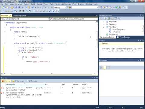 How to make login form in visual studio 2010?