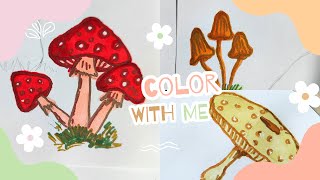 Draw and Color With Me ASMR Mushrooms